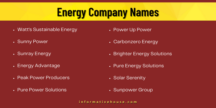 Energy Company Names