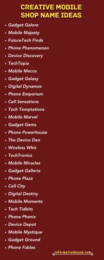 Mobile Shop Name Ideas