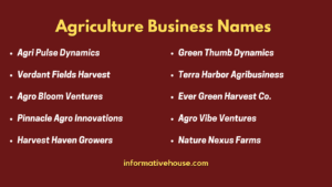 top 10 Agriculture Business Names