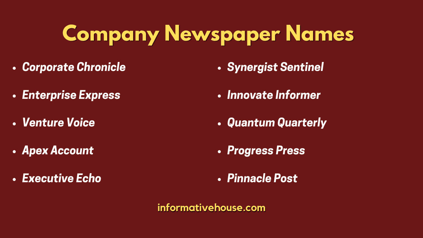 top 10 Company Newspaper Names
