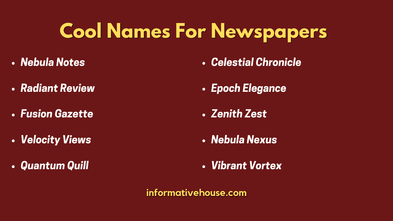 top 10 Cool Names For Newspapers