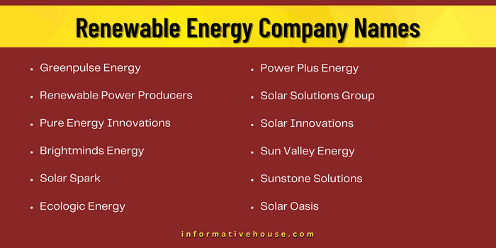 Renewable Energy Company Names