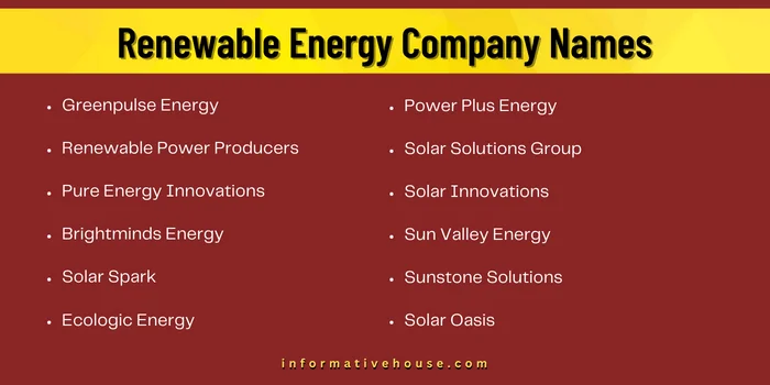 Renewable Energy Company Names