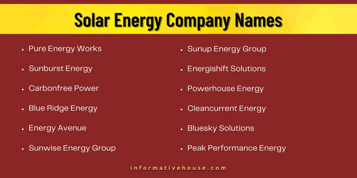 Solar Energy Company Names