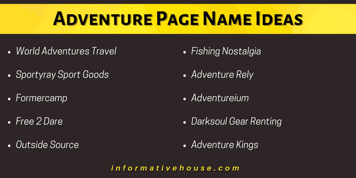 Adventure Page Name Ideas