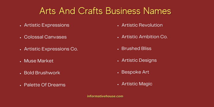 Arts And Crafts Business Names