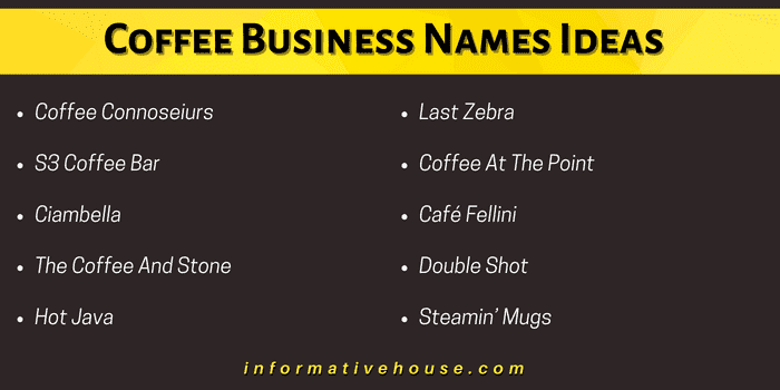 Coffee Business Names Ideas