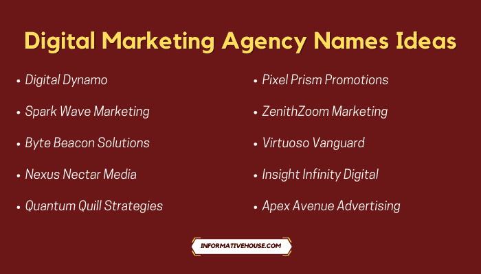 Top 10 Digital Marketing Agency Names Ideas