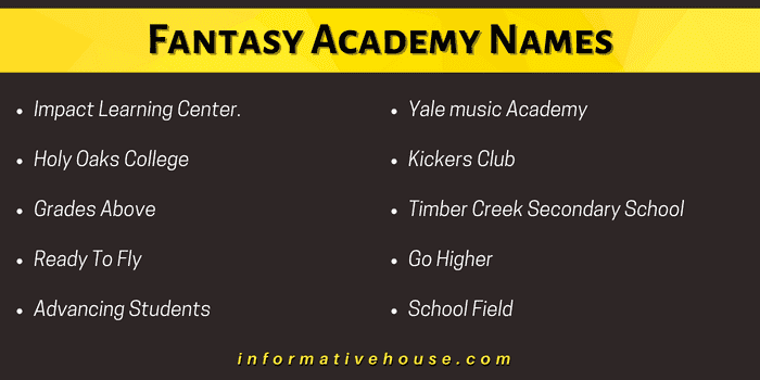 Fantasy Academy Names