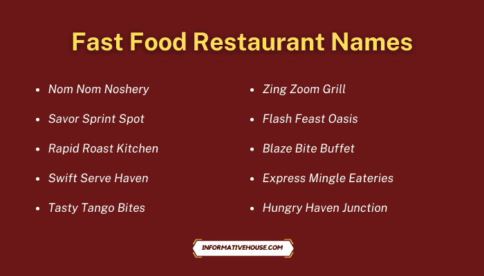 Fast Food Restaurant Names