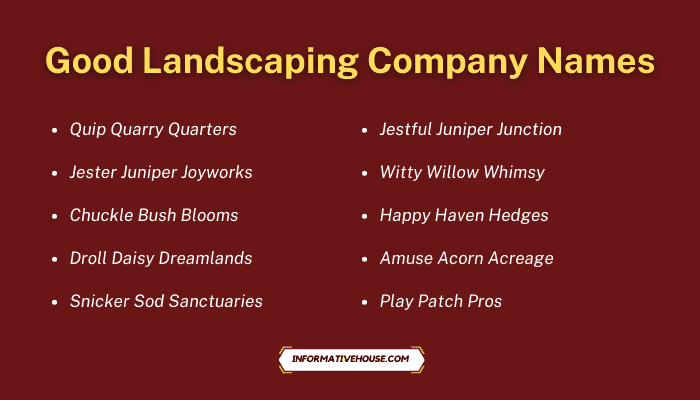 Good Landscaping Company Names