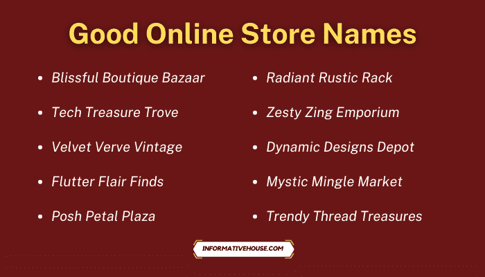 Good Online Store Names