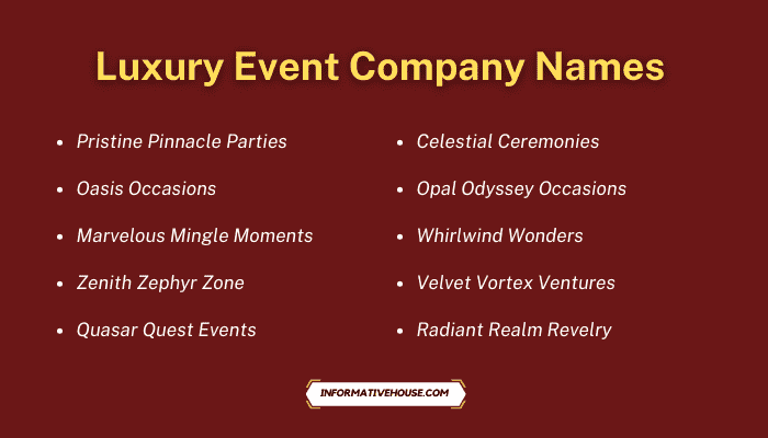 Luxury Event Company Names