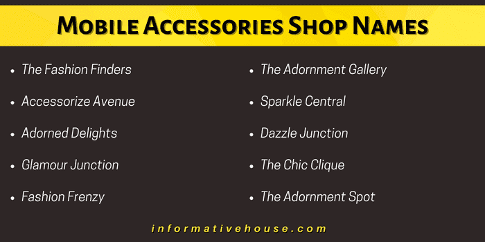 Mobile Accessories Shop Names