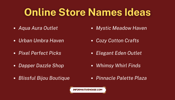 Online Store Names Ideas