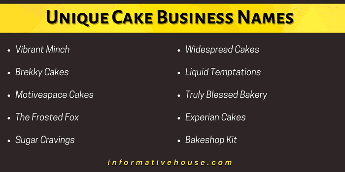 Unique Cake Business Names