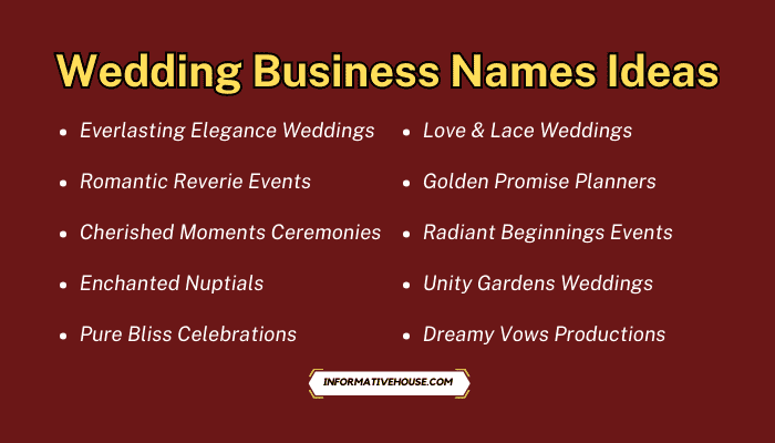 Wedding Business Names Ideas