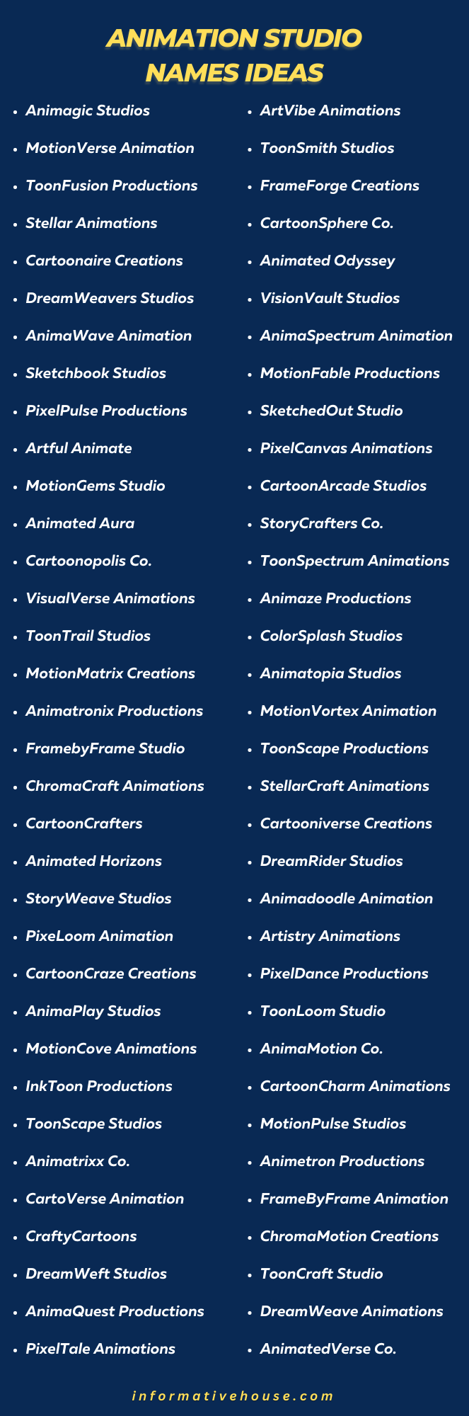 Animation Studio Names Ideas