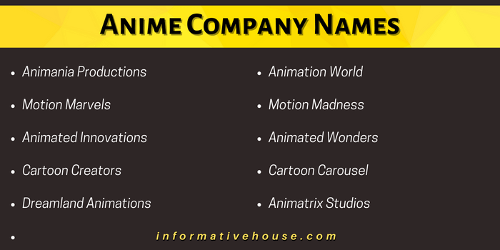 Anime Company Names