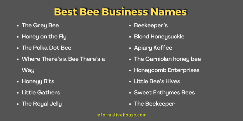 Best Bee Business Names