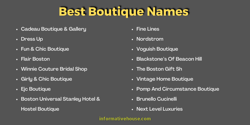Best Boutique Names