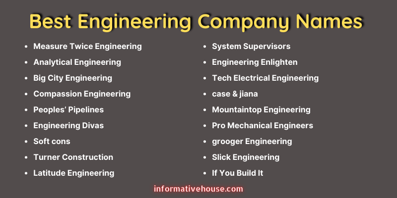 Best Engineering Company Names