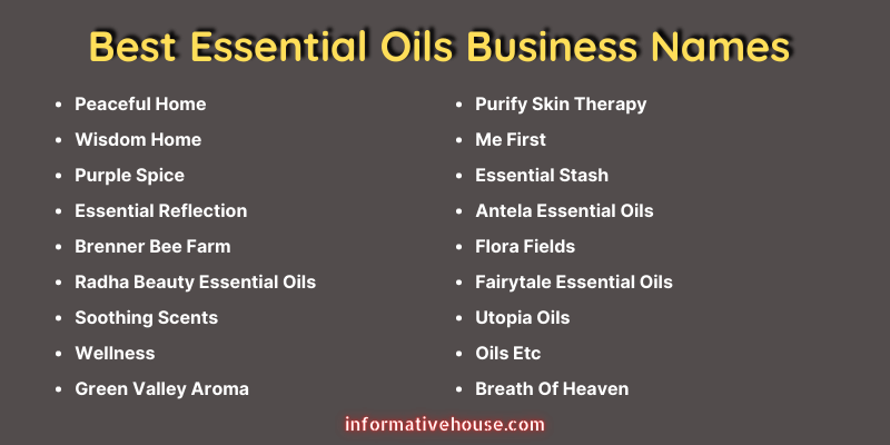 Best Essential Oils Business Names