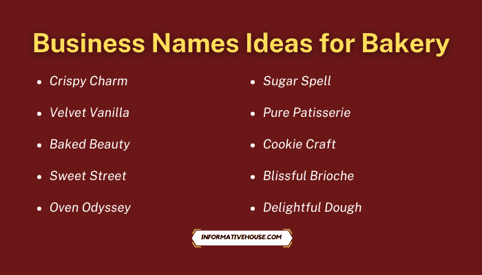 Business Names Ideas for Bakery