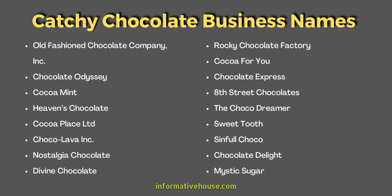 Catchy Chocolate Business Names