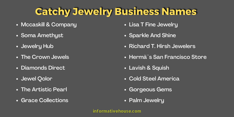 Catchy Jewelry Business Names