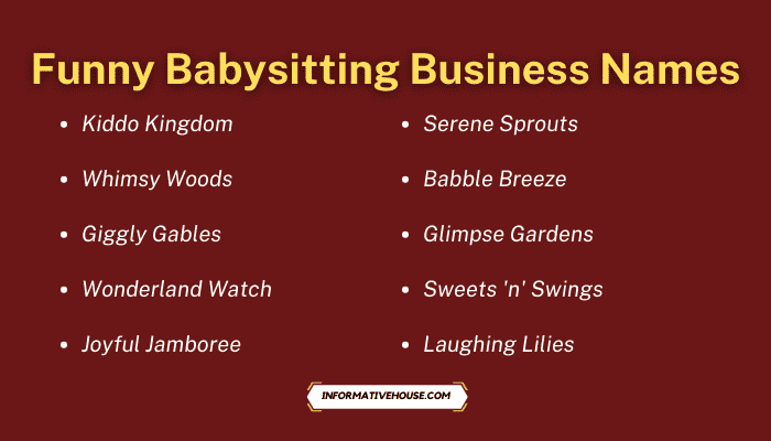 Funny Babysitting Business Names