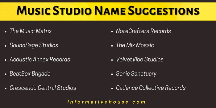Music Studio Name Suggestions