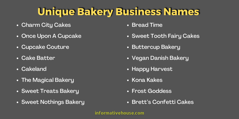 Unique Bakery Business Names