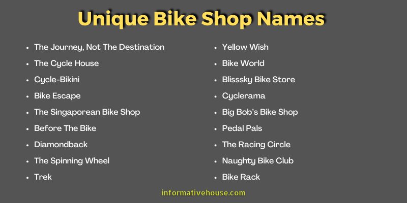 Unique Bike Shop Names