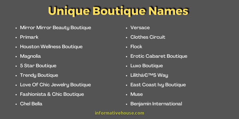Unique Boutique Names