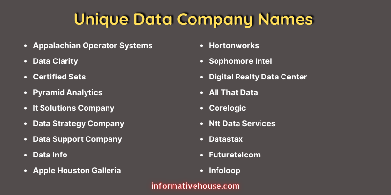 Unique Data Company Names