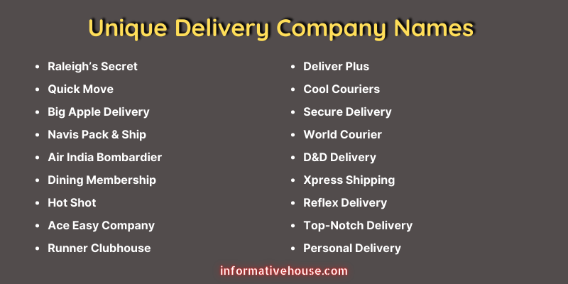 Unique Delivery Company Names