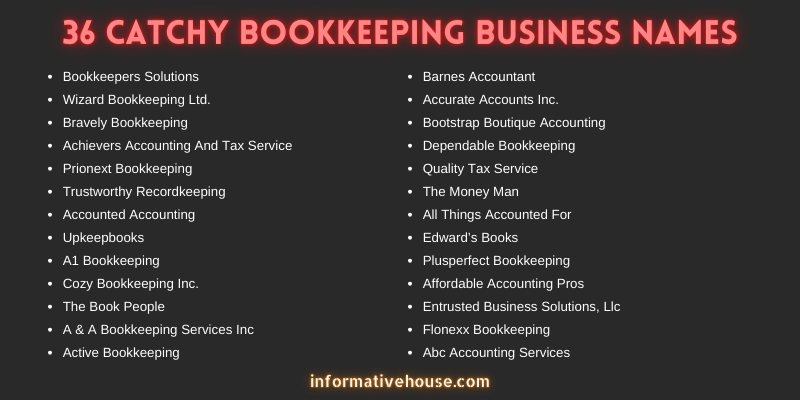 36 Catchy Bookkeeping Business Names