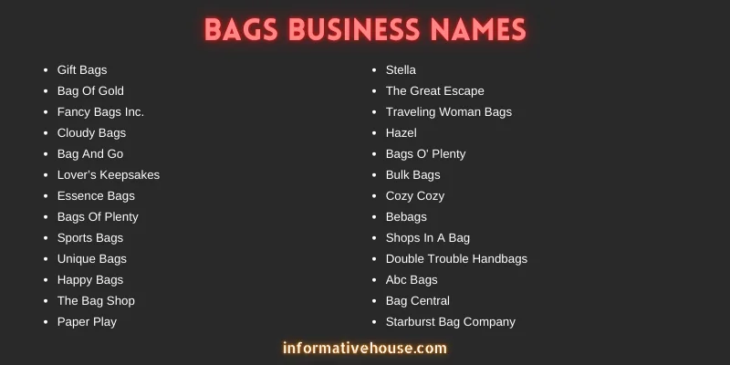 171 Best Bag Brand Name Ideas  Suggestions  Tiplance