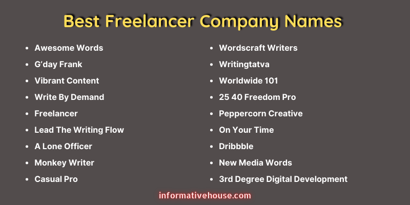 Best Freelancer Company Names