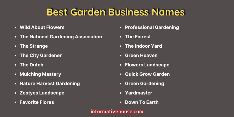 Best Garden Business Names