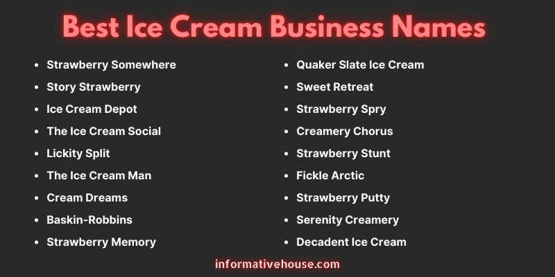Best Ice Cream Business Names