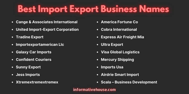 Best Import Export Business Names