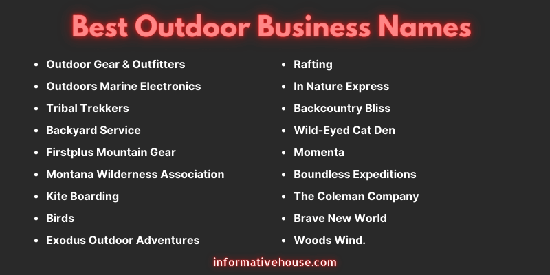 Outdoor Business Names