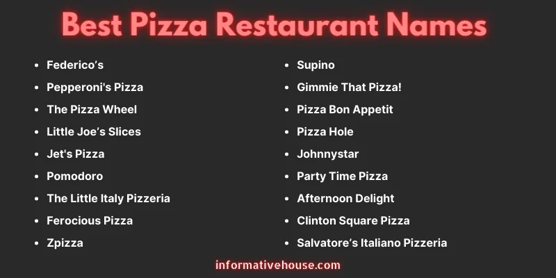 Pizza Restaurant Names