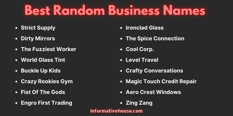 Best Random Business Names