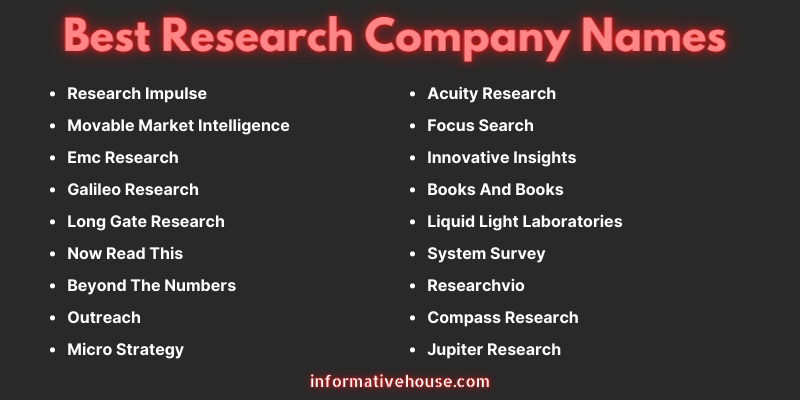 Research Company Names