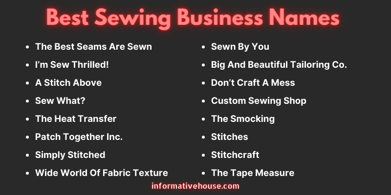 Sewing Business Names