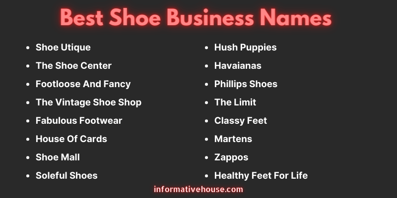 Best Shoe Business Names