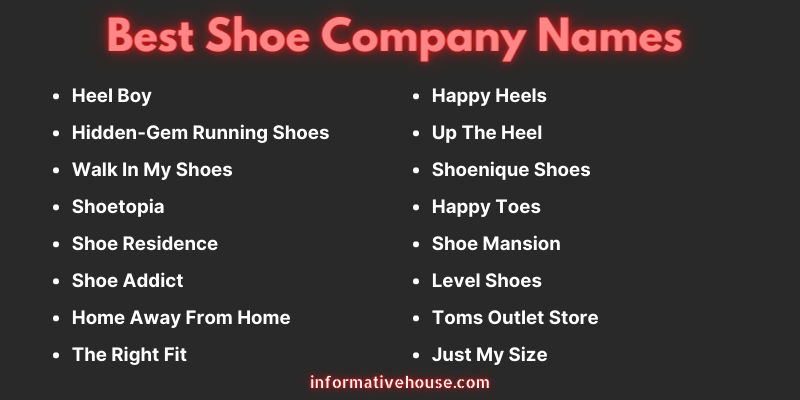 Best Shoe Company Names